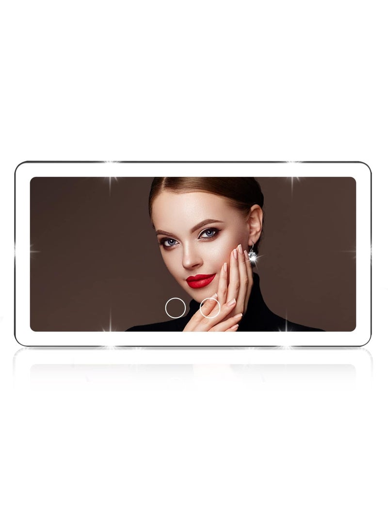 سيارة شاشة الشمس مرآة الغرور,مرآة السيارة الكبيرة بقيادة مع 3 أوضاع الضوء و 80 LED,مرآة ماكياج السيارة القابلة لإعادة الشحن - التحكم باللمس القابل للتخفيف,مرآة إضاءة السيارة العالمية للسيارة - Image 1